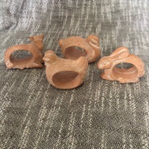4 Toyo Terra-cotta animal napkin rings.